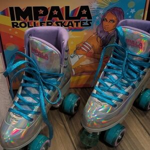 Impala Holographic Roller Skates with Blue Laces Size 9